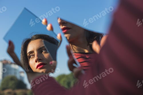 Preview: Beautiful Young Brunette With Long Hair Posing In An Urban Context
