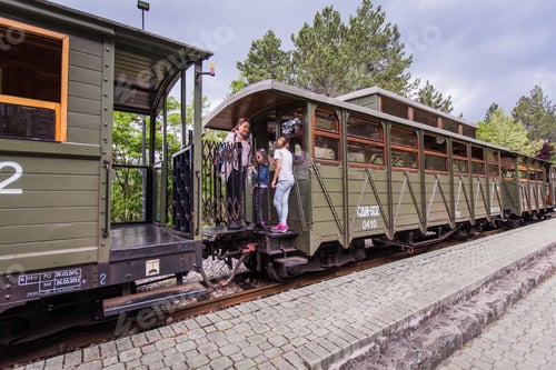 Preview: Tourist Attraction Travel, Family Journey With Old-Fashioned Train, Railway With Scenic Rides