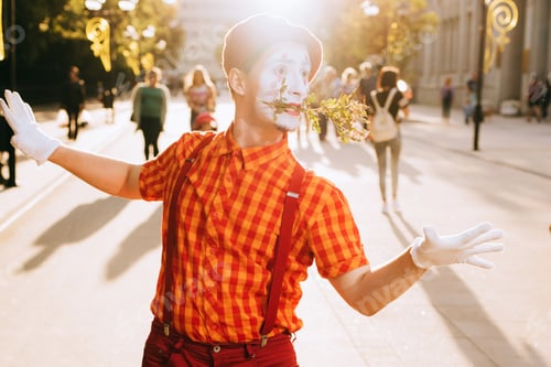 Preview: Clown On The Street Waiting To Meet With His Lover