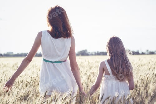 Preview: Happy Summer And Vacation. Family - Mother With Her Daughter In A Wheat Field