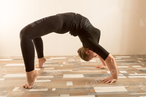 Preview: Caucasian Girl Doing Gymnastic Exercises.