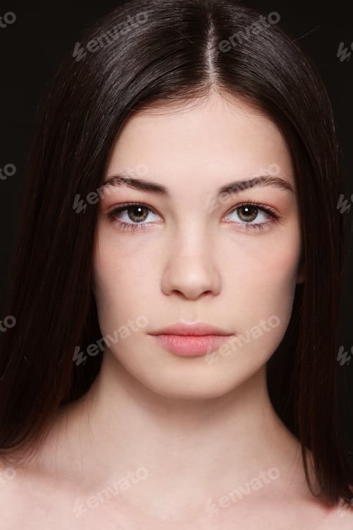 Preview: Portrait Of Young Beautiful Woman With Long Dark Hair