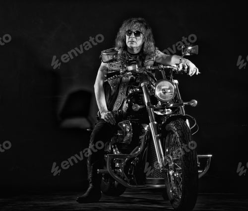Preview: Biker On A Motorcycle.