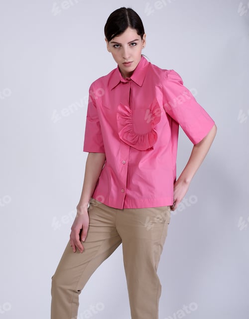 Preview: Fashion Shooting In Studio . Professional Model Of Blonde, Fashionable Clothes And Style, New