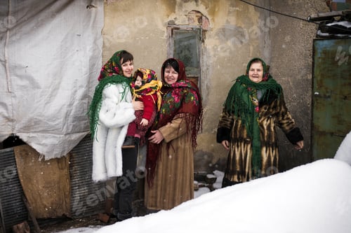 Preview: Portrait Of Happy Family, Great-Grandmother, Grandmother, Mother, Daughter