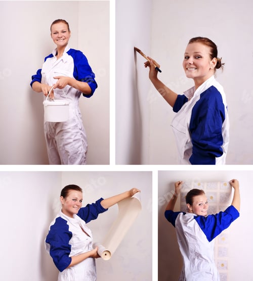 Preview: Young Woman Tries On Wall-Papers To Wall