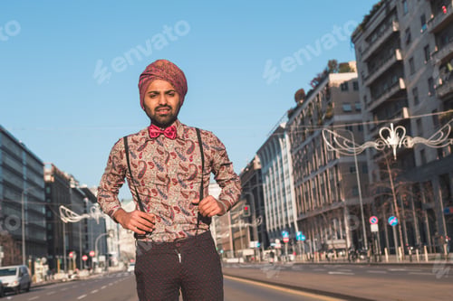 Preview: Portrait Of An Indian Young Handsome Man Posing In An Urban Context