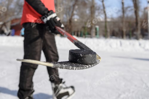 Preview: Man Holding A Stick On The Puck Stadium