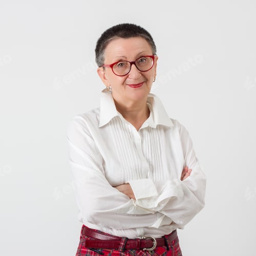 Preview: Portrait Of Smiling Elderly Woman On White Background