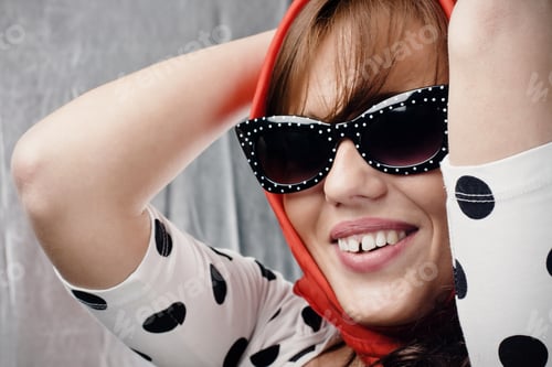 Preview: Young Beautiful Fashion Woman With Sunglasses.