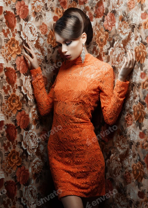 Preview: Portrait Of Beautiful Sensual Woman With Elegant Hairstyle. Perfect Makeup. Fashion Photo