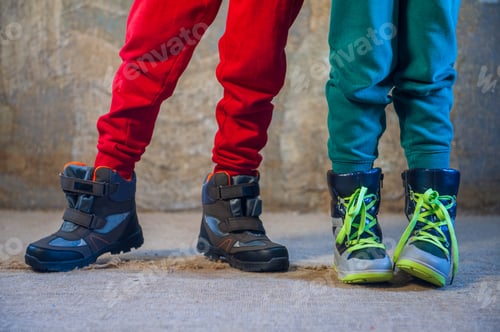 Preview: Two Boys Brothers In Bright Festive Attire Are Holding Microphone In Their Hands. Children Dictate