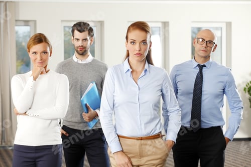 Preview: Business Team Standing At Office. Teamwork.