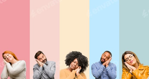 Preview: People Napping Together On Colorful Backgrounds