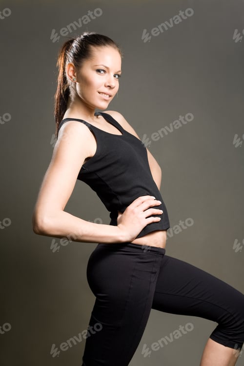Preview: Gorgeous Young Slender Fitness Girl Posing.