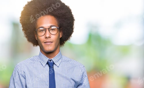 Preview: Young Man with Afro Wearing Shirt and Tie