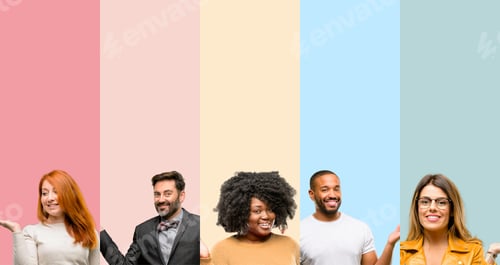 Preview: Cool Group Of People, Woman And Man Holding Something In Empty Hand