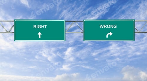 Preview: Road Sign To Right And Wrong Way