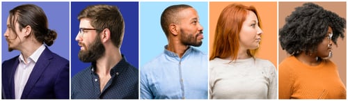 Preview: Group Of Cool People, Woman And Man Side View Portrait