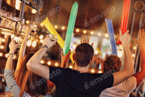 Preview: Group Of Friends Watching Soccer In Pub