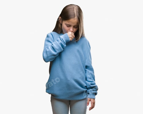 Preview: Young Beautiful Girl Wearing Winter Sweater Over Isolated Background Feeling Unwell And Coughing As