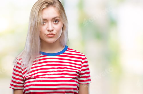 Preview: Young Blonde Woman Over Isolated Background With Serious Expression On Face. Simple And Natural