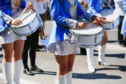 Preview: Group Of Majorettes Parade Through The Streets Of The City