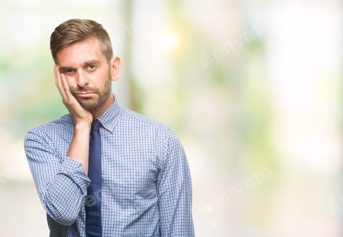 Preview: Young Handsome Business Man Over Isolated Background Thinking Looking Tired And Bored With