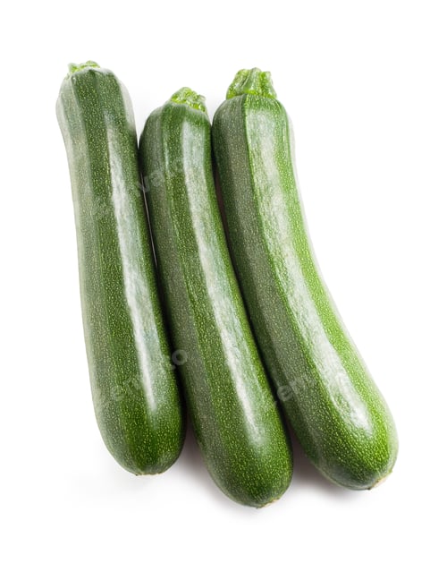 Vista previa: Three Fresh Courgettes Isolated On White Background.