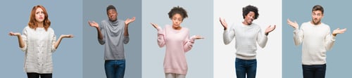 Preview: Collage Of Group Of African American And Hispanic People Wearing Winter Sweater Over Vintage