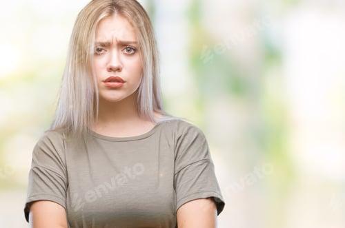 Preview: Young Blonde Woman Over Isolated Background Skeptic And Nervous, Disapproving Expression On Face