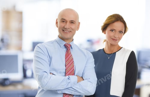Preview: Close-Up Portrait Of Casual Lawyers Standing At Office.