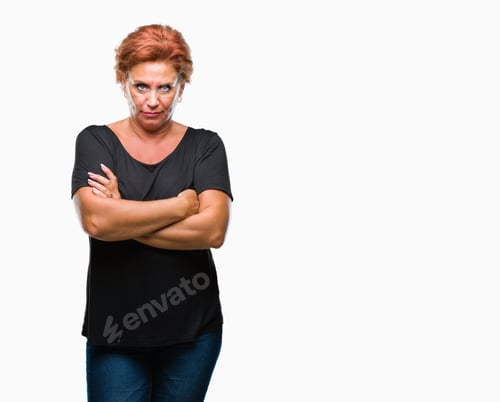 Preview: Atrractive Senior Caucasian Redhead Woman Over Isolated Background Skeptic And Nervous