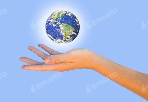 Preview: Planet Earth On Palm.Elements Of This Image Furnished By Nasa