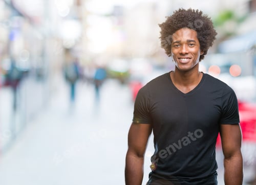 Preview: Afro American Man Over Isolated Background With A Happy And Cool Smile On Face. Lucky Person.