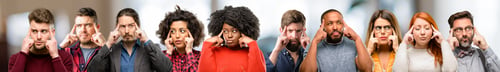 Preview: Group Of People Doubt Expression, Confuse And Wonder Concept, Uncertain Future