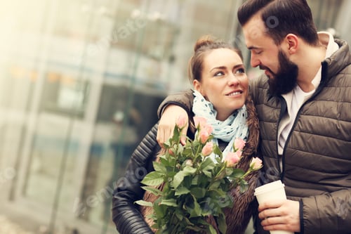 Preview: Picture Of Romantic Couple On Date With Flowers