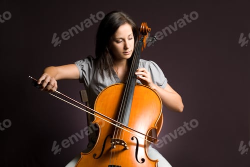 Preview: Passionate Real Artist, Young Woman Playing Her Classical Instrument.