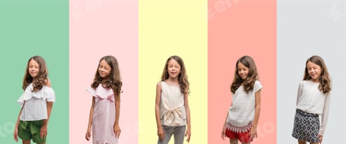 Preview: Collage Of Brunette Hispanic Girl Wearing Different Outfits Winking Looking At The Camera With Sexy