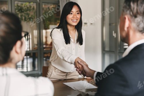 Preview: Business, Career And Placement Concept - Image From Back Of Two Employers Sitting In Office And
