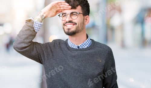 Preview: Young Handsome Smart Man Wearing Glasses Over Isolated Background Very Happy And Smiling Looking