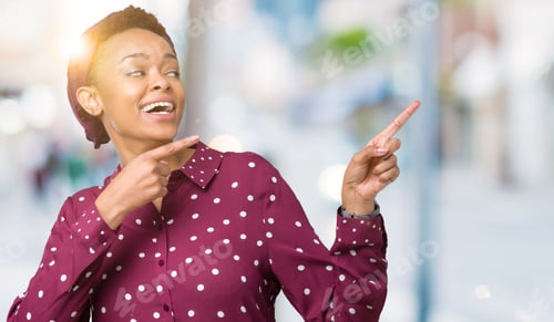 Preview: Beautiful Young African American Woman Wearing Head Scarf Over Isolated Background Smiling And