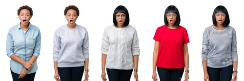 Preview: Young African American Woman With Afro Hair Over Isolated Background Afraid And Shocked With