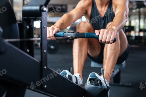 Preview: Cropped Image Of Fitness Man Doing Exercise. Work Hard