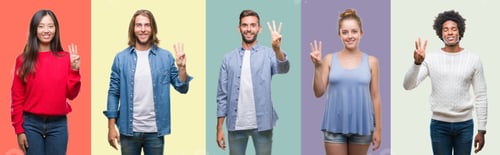 Preview: Composition Of African American, Hispanic And Chinese Group Of People Over Vintage Color Background