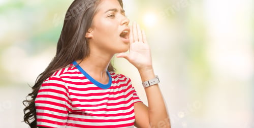 Preview: Young Beautiful Arab Woman Over Isolated Background Shouting And Screaming Loud To Side With Hand