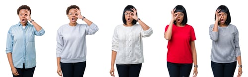 Preview: Young African American Woman With Afro Hair Over Isolated Background Doing Ok Gesture Shocked With
