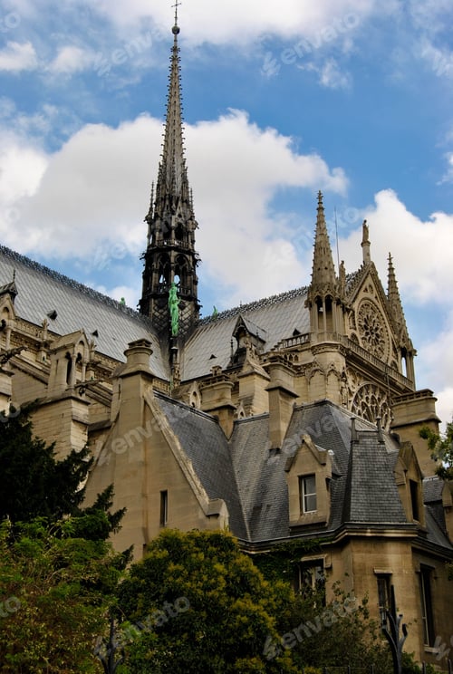 Preview: Lovely Panoramic View Of The Famous Notre-Dame De Paris Cathedral From A Ship On The River Seine.