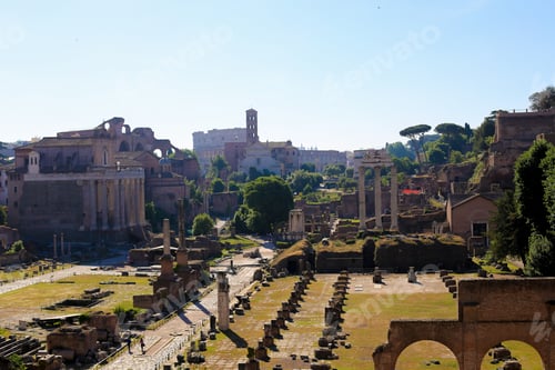 Preview: Old Famous Of Roman Forum In Rome, Italy. Concept Of Ancient Landmarks And Historical Places Of