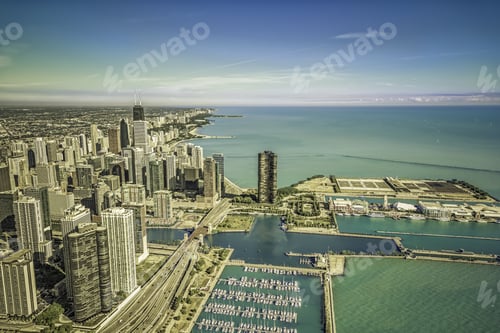 Preview: Chicago Skyline Panorama Aerial View